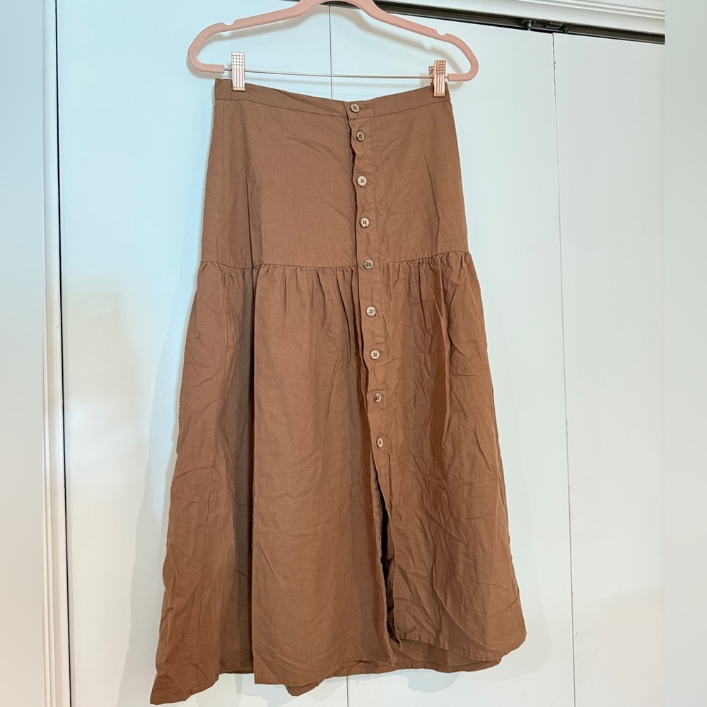 Free People Brown Tan Tiered Midi Skirt